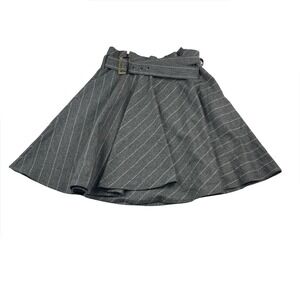 Eleventy Womens NWT $645 Grey Flannel Chalk Stripe Belted Skirt Size 8 Excellent